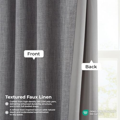 Faux Linen Curtains for Living Room (1 Panel) - 50W X 108L, Blazer