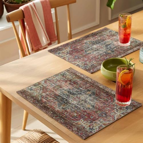 Placemats Set of 8, Boho Vintage Woven Placemat, Linen Place Mats for