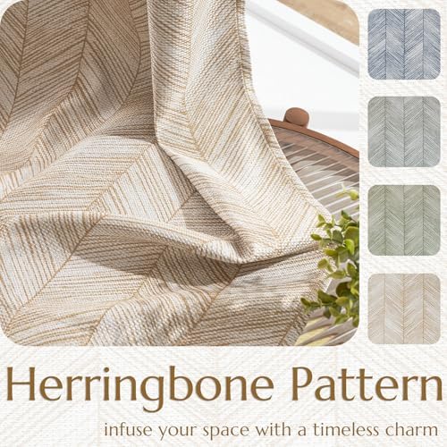 jinchan Taupe Printed Curtains Modern Jacquard Curtains with