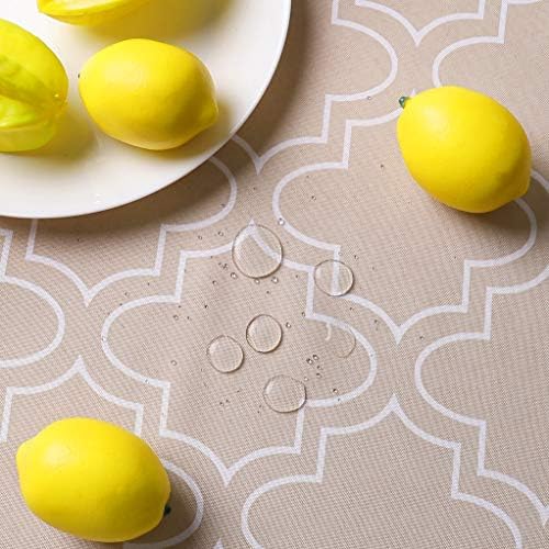AooHome Round Tablecloth 70 Inch - Khaki Washable Polyester