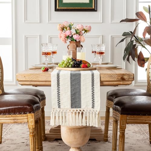 Fancy Homi Grey Table Runner 108 Inches Long Boho Macrame Table Runner