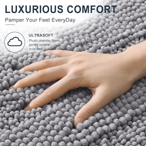 Smiry Thick Chenille Bathroom Runner Rugs 59x20, Absorbent Bath Mat