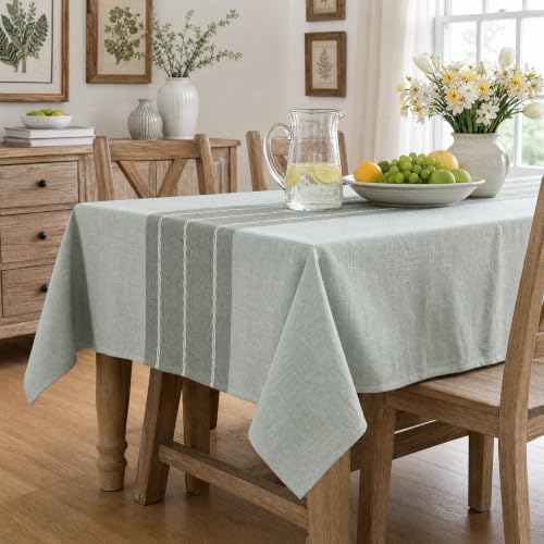 Horaldaily Grey Rustic Burlap Tablecloth 60×60 Inch Square