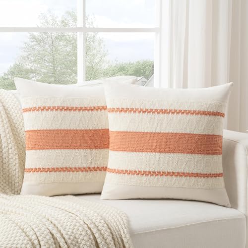 Fancy Homi Set of 2 Boho Coral Decorative Throw Pillow Cover 20x20