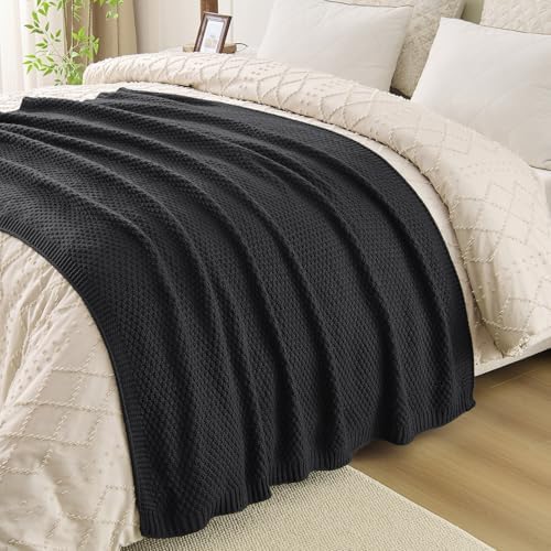 Charcoal Grey Throw Blanket, Sweater-Soft Moss Knit, 50" x 60"