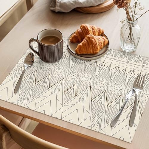 Placemats Set of 8, Beige Boho Woven Placemat, Linen Place Mats for