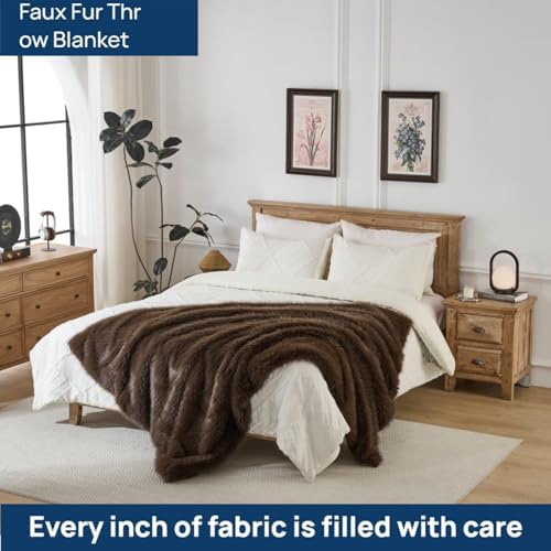 Luxury Fluffy Faux Fur Throw Blanket,Thick Fluffy Silky Fuzzy Cozy
