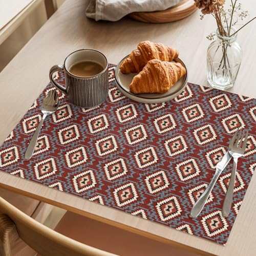 Round Placemats Set of 12 Neutral Geometric Place Mats Minimalist Boho
