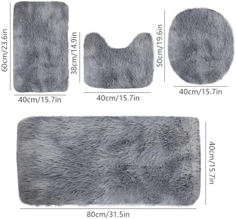 Bath Mats, Mixed Colors Bath Mats 4 Set Bathroom Rugs for 4 PCS Toilet