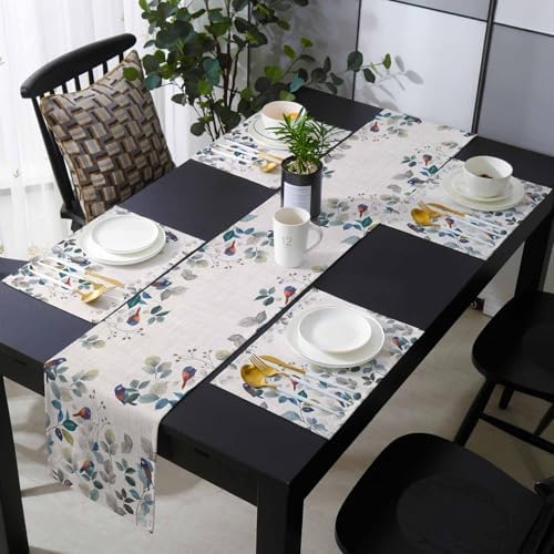 Farmhouse Plants Table Runner and Placemats Set of 4 Countrysid Ombre