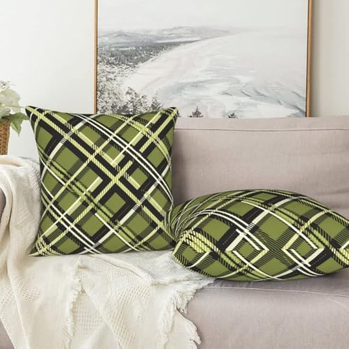 Black Green Plaid Throw Pillow Covers Set of 2 22x22