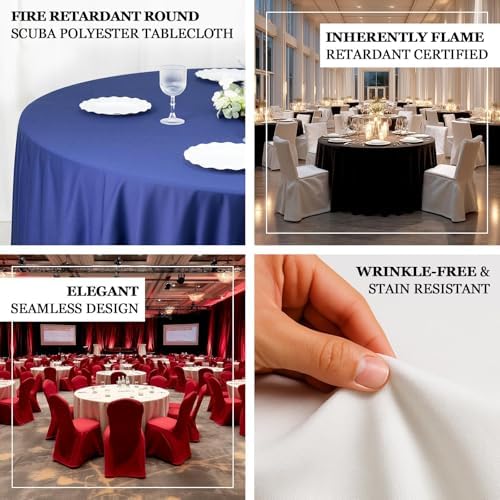 EfavormartFire Retardant 90" Round Scuba Polyester Tablecloth – Ivory