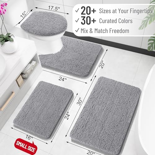 OLANLY Chenille Bath Mat and Bathroom Rugs Sets 2 Piece, Bath Mat Size
