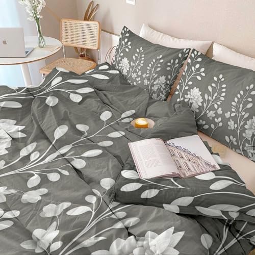 Microfiber Reversible Duvet Cover King Size - Minimalist Plants