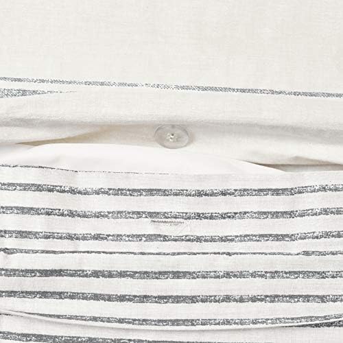 Lush Decor Farmhouse Stripe Reversible Cotton Duvet Cover Queen Size