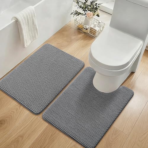 YIHOUSE Bathroom Rugs Set 2 Piece, Extra Soft Absorbent Chenille Bath