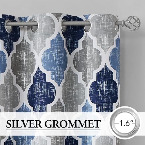 Beauoop Moroccan 100% Blackout Curtains Bedroom Blue Grey 50x96 2