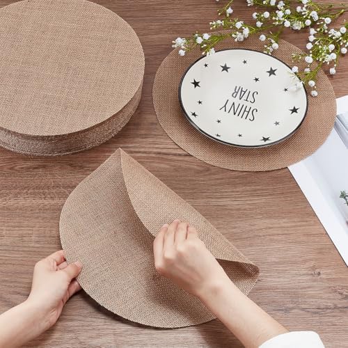 52pcs Round Burlap Placemats 12 Inch Reusable Woven Placemats Heat