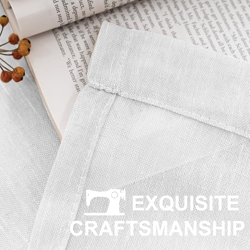 Turquoize Natural Linen Blended Curtain Panels Semi Sheer Curtains