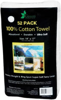 100% Cotton WashCloth White,Terry Cloth 14 in x 17 in, 52-Count