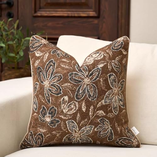 Yangest Flower Pillow Cover 20 x 20 Inches, Nature Chenille Square