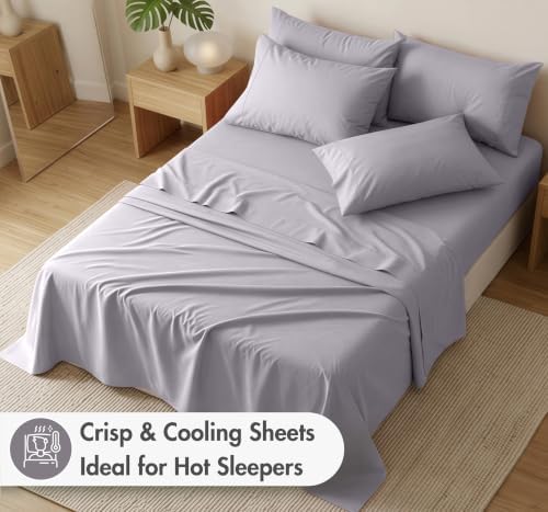 RUVANTI 100% Cotton Percale King Sheets, King Size Sheets Set, Opal
