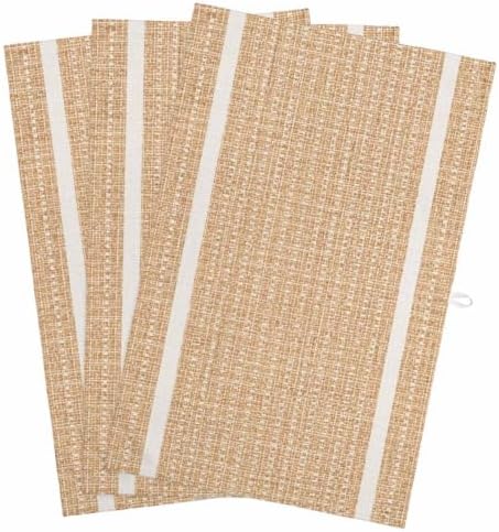 Cream Beige Stripe Kitchen Towels Set of 3, Vintage Classic Vertical