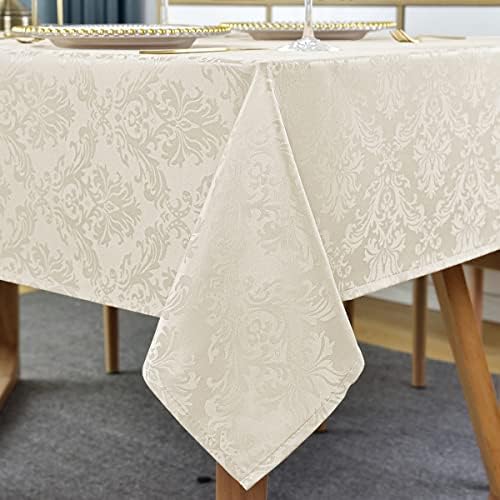 SASTYBALE Jacquard Tablecloth Rectangle 52 x 70 Inch Beige Spill Proof