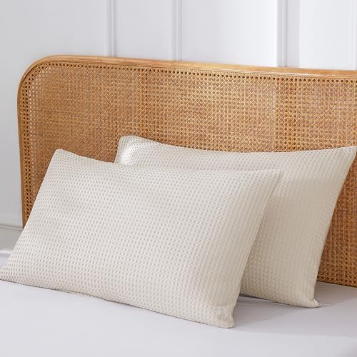 Shunjie.Home Waffle Pillow Shams King Size Set of 2 20x36, 100%