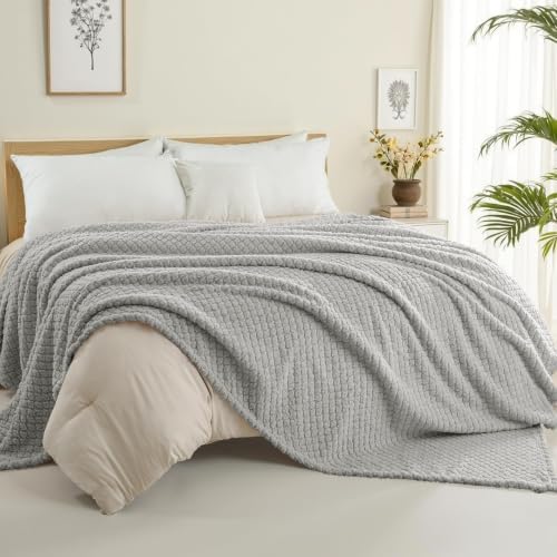 Exclusivo Mezcla Soft Fleece King Size Blanket for Bed, Light Grey