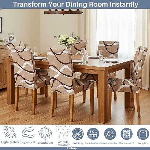 Stretchy Washable Parson Dining Chair Covers/Slipcovers Set of 4