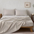 JELLYMONI 100% Cotton Sheet Set, Tan Striped, Full