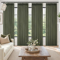 Extra Long 108 Inch Pinch Pleated Linen Olive Green 4 Panels Set