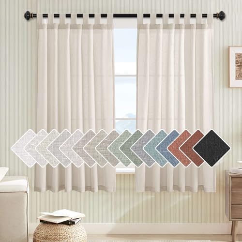 H.VERSAILTEX Living Room Linen Curtains Home Decorative Tab Top