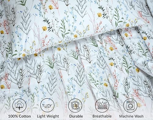 RUVANTI 100% Cotton Twin Sheets, Percale Weave Twin Sheet Set, Aroma