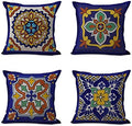 Throw Pillow Covers Set of 4, 20 x 20 Inch, Talavera Spanish Ethnic