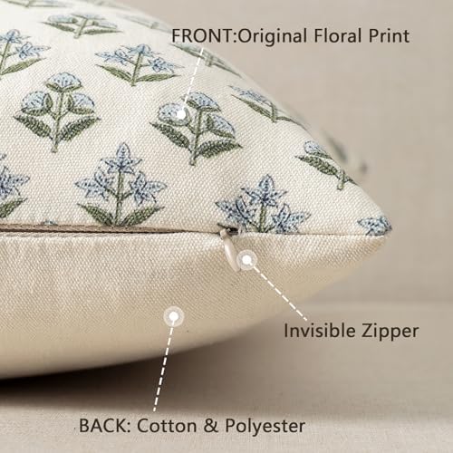 YCOLL Farmhouse Floral Pillow Covers 22x22 Set of 2, Rustic Country