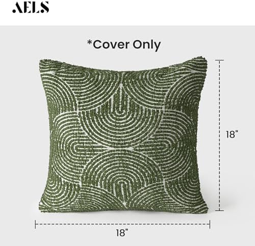 AELS Boho Decorative Textured Throw Pillow Covers 20x20, Modern Mid