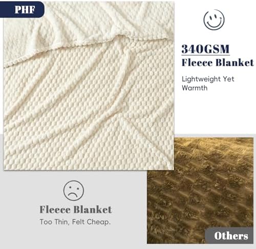PHF Soft Cozy Fleece Blanket King Size, 340GSM Lightweight Warmth