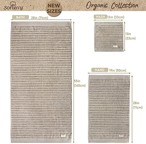 Softerry Pure Organic Cotton Bath Towel Set - 100% Soft Cotton - Extra