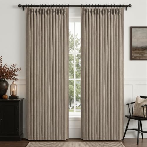 120 Inch Extra Long Pinch Pleat Blackout Heavy Linen