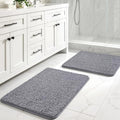 LOCHAS Bathroom Rug Shaggy Bath Mat 2 Piece, 24 x 17 Inch, Grey