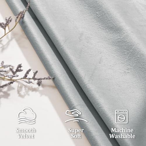 JIUZHEN Silver Grey Velvet Blackout Curtains 52W x 120L 2 Panels