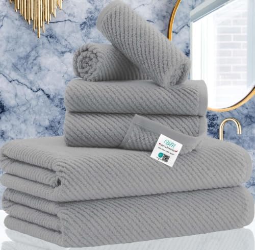 VOOVA & MOVAS Bathroom Towels, Cotton, Soft & Absorbent, Thick, Gray