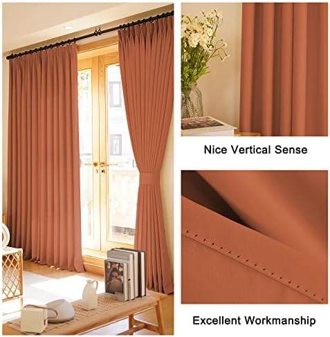 HUTO Pinch Pleat Curtains 84 Inches Long Blackout Window Treatment for