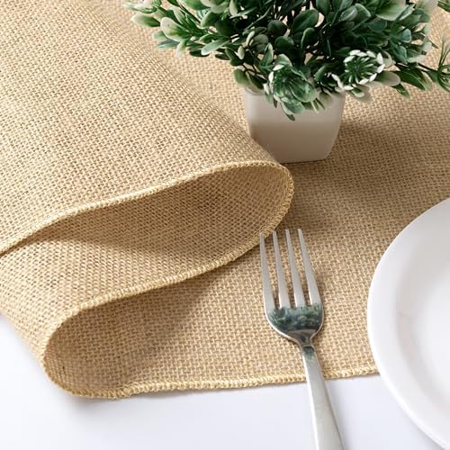 6-Pack Burlap Table Runners 12 x 108 Inch – Natural Jute Rustic