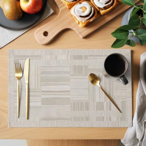 Abstract Geometric Placemats Set of 8, Cotton Linen Fabric Place Mats