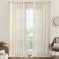 LAMIT Natural Linen Blended Curtains for Living Room 120 Inch Semi