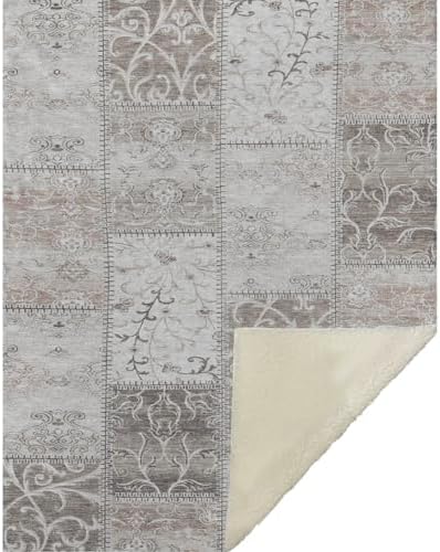 Addison Rugs ASB566 Taupe 50" x 70" Oversized Sherpa Throw Blanket