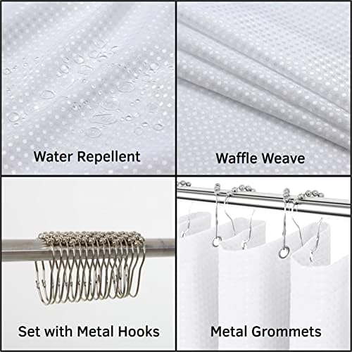 Renaiss Gray Green Striped Waffle Weave Small Stall Shower Curtain